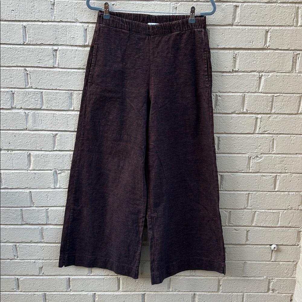 TreBarraBi  Women’s Wide Leg Brown Cotton Pull On Pants Small